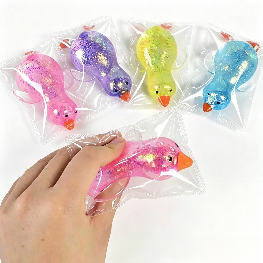 Glitter Duck Squeeze Toy, Soft Moldable